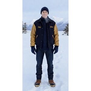 Vintage Search Rescue Letterman Style Jacket XL Long DeLong Blue Gold Pilot Gary